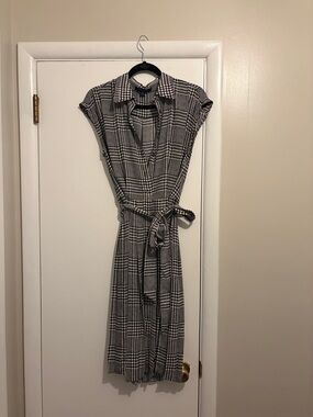Brooks Brothers Houndstooth Belted Shirt Dress